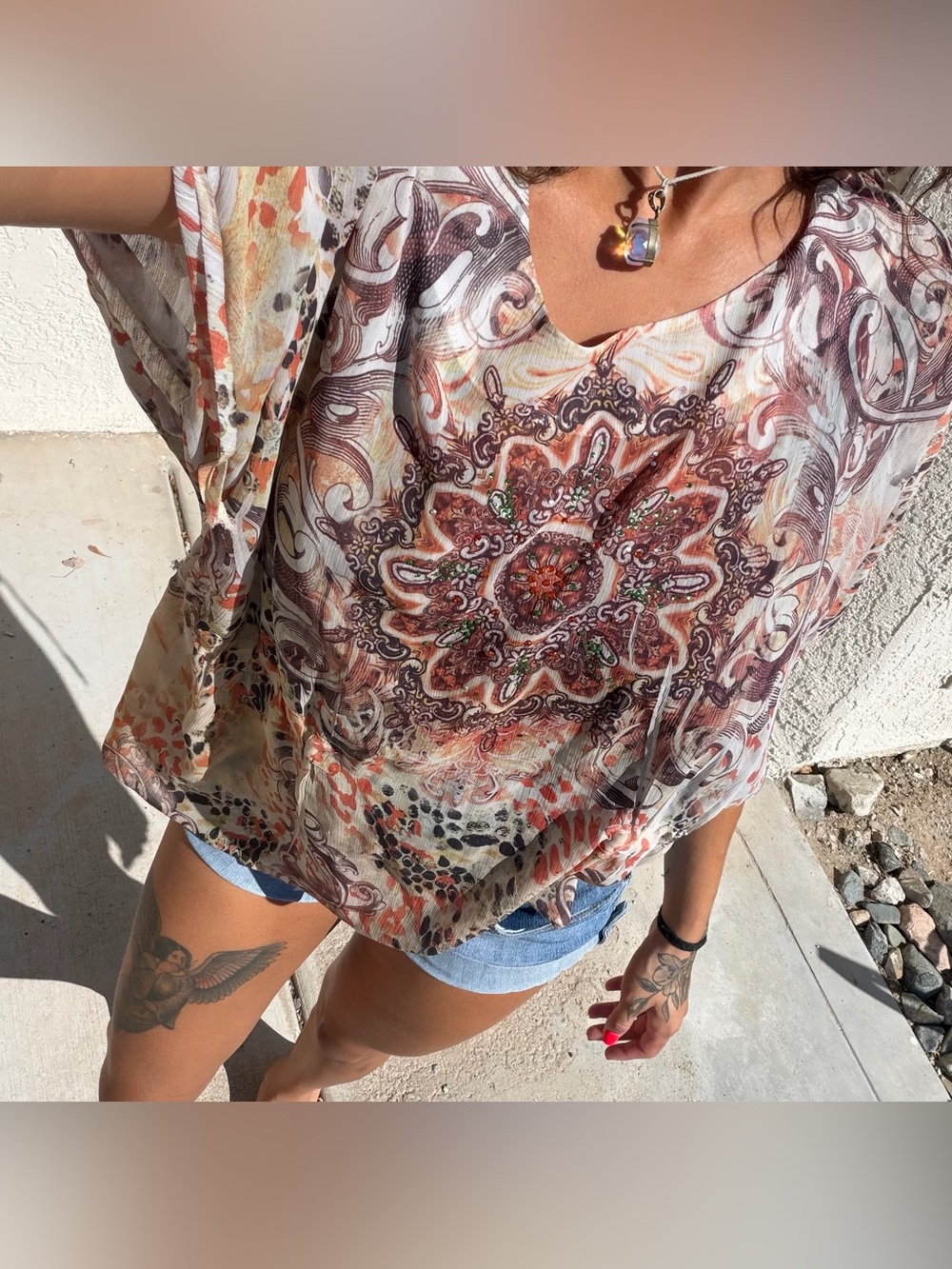 Boho Floral Paisley Print V-Neck Women's Top